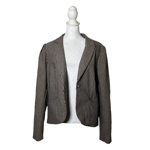 Autres Filles Houndstooth Shoulder Padded Womens Blazer Crest Buttons NWT US XL - Picture 3 of 13